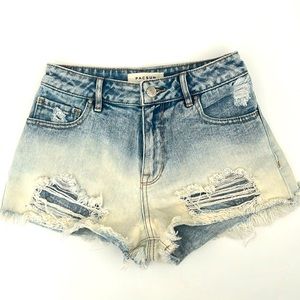 PACSUN Jean Shorts Size 23 Bleached Ombré Distressed High Rise Shorts